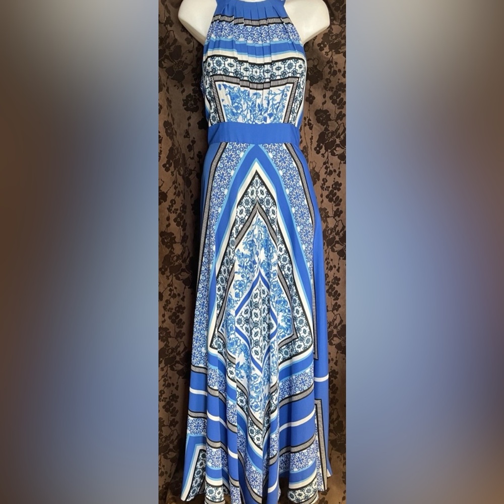 Eliza J Scarf Print Halter Maxi Dress